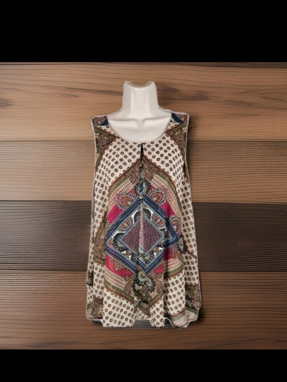 Db Established 1969 Bohemian Sleeveless Scarf Tank Paisley And Geometric Small
